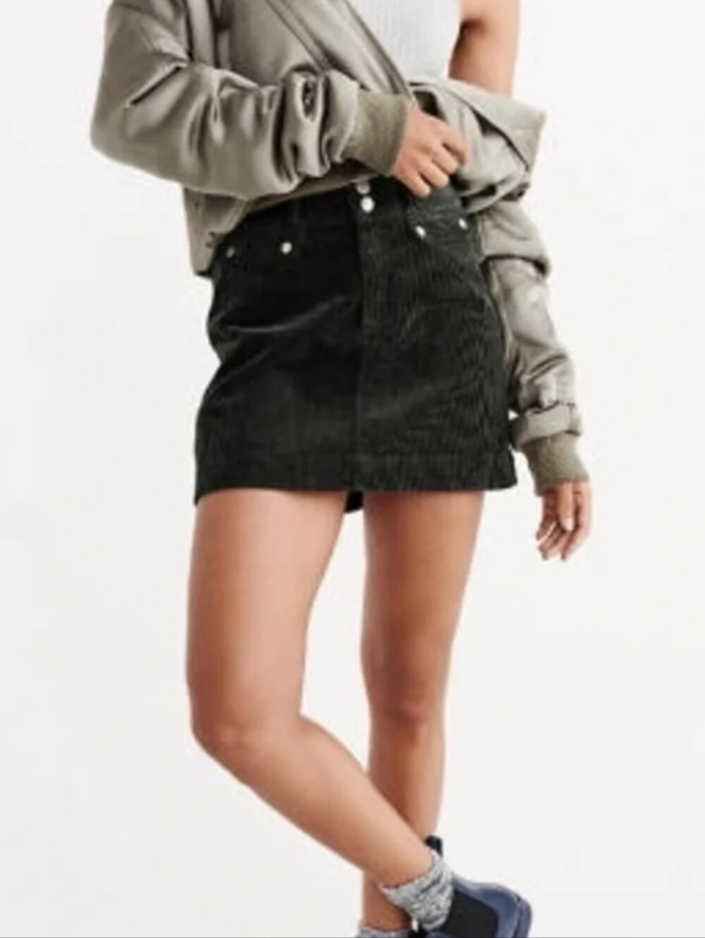 Abercrombie & Fitch Womens Corduroy Mini Skirt Size 8‎ Dark Green Preppy Y2K